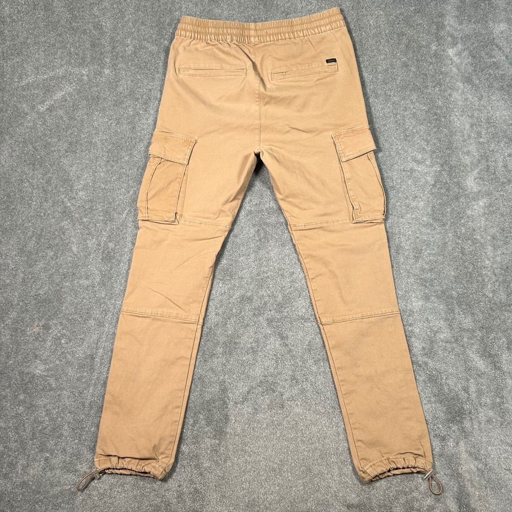 PacSun Mens Slim Fit Cargo Pants Tan Light Khaki Drawstring Elastic Waist Small - Picture 5 of 13